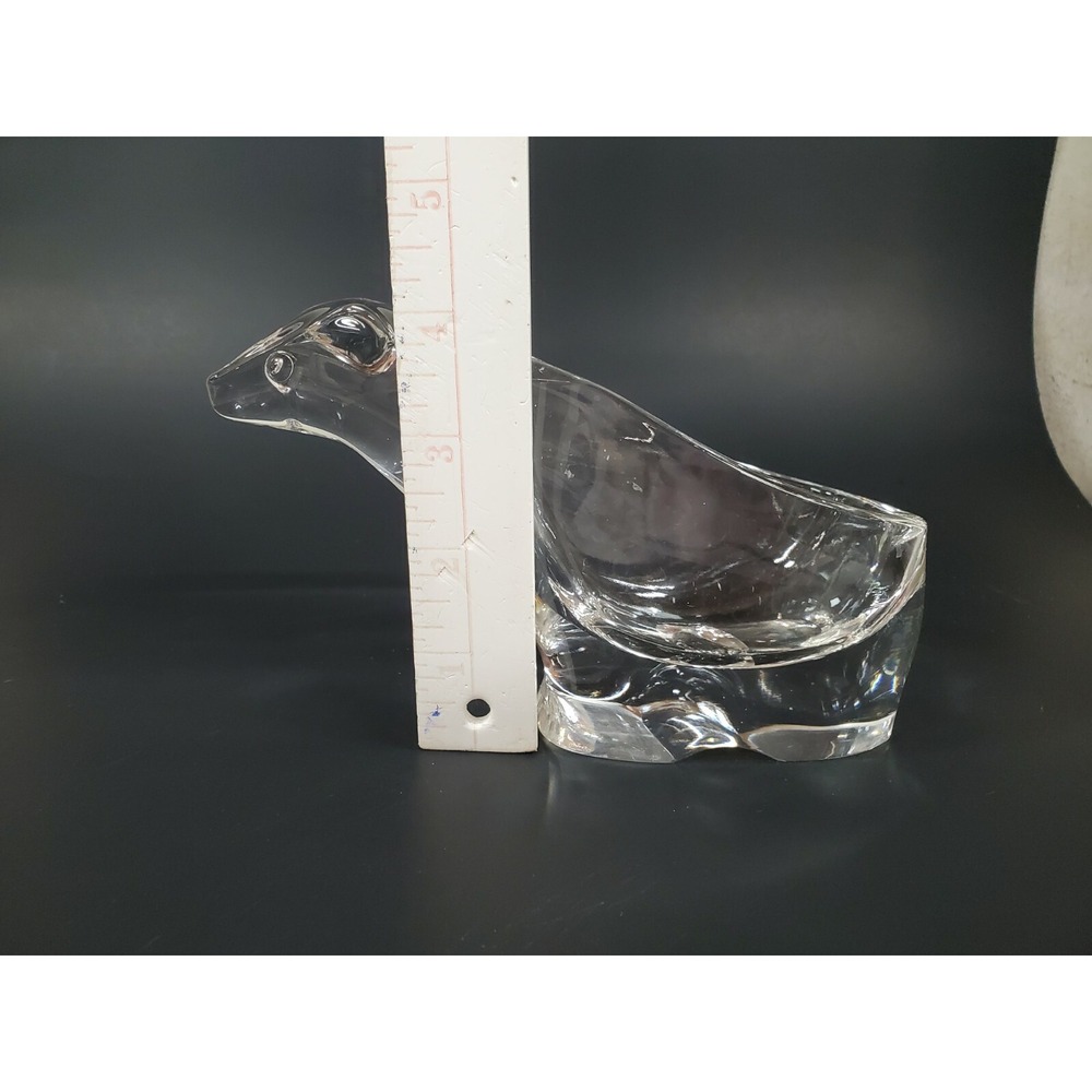 Vintage Sasaki Crystal Glass‎ Polar Bear CANDY Trinket Nut Dish Bowl MCM - Picture 9 of 9